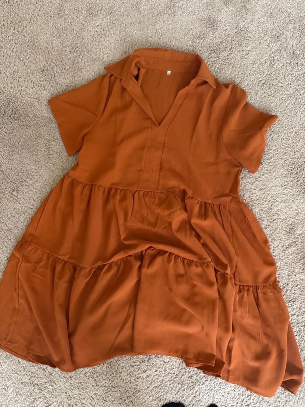 Amazon Women's Tiered V-Neck Mini Dress - Rust - Picture 2 of 2